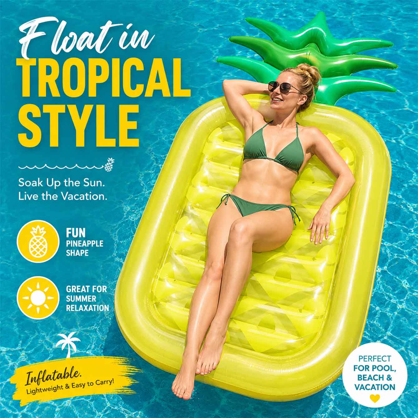 Pool Lounger Inflatable - インフレータブルプールフロート、インフレータブルプールフロート、夏用インフレータブルラフト、巨大プールラウンジャー、プール、湖、ビーチでの夏の楽しみ