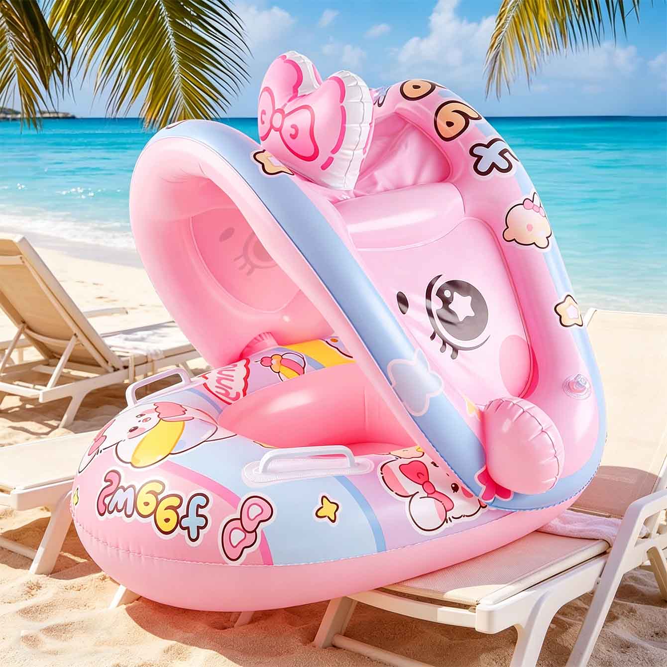 1PC インフレータブルプールフロートシート キャノピー付き - Pool Float Ring Inflatable のレビューと価格