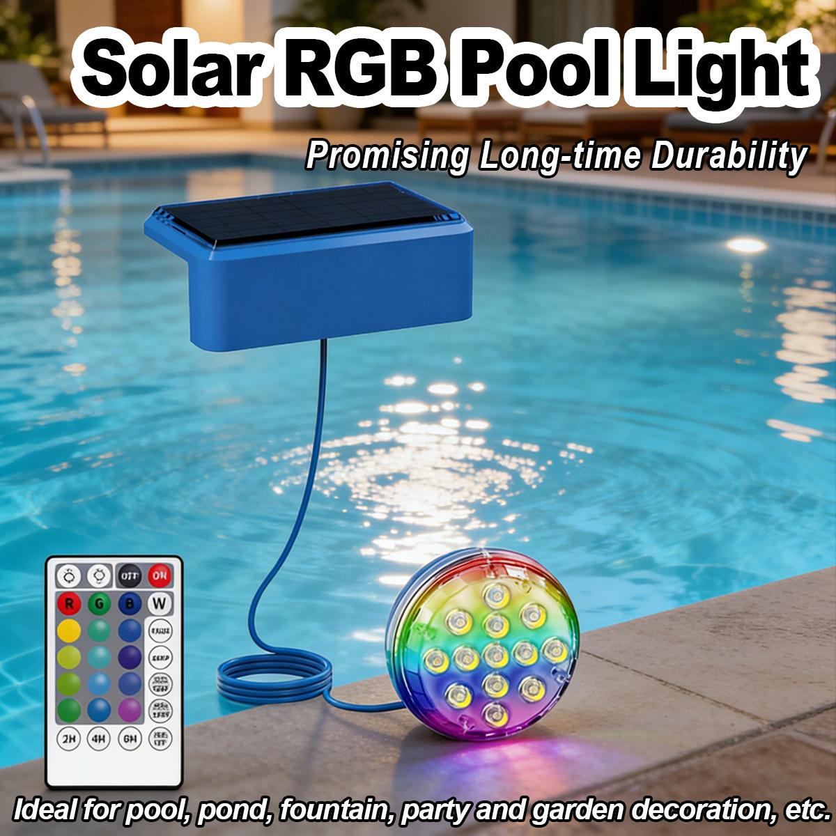 水中ソーラープールライト リモコン付き LED RGB 充電 - Pool Light Solar Rechargeable のレビューと価格