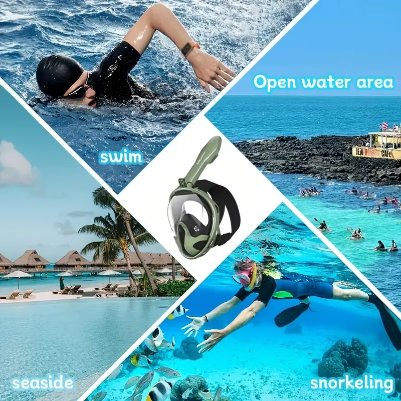 大人用フルフェイスシュノーケルマスク180 °   パノラマ - Snorkel Mask Full Face のレビューと価格