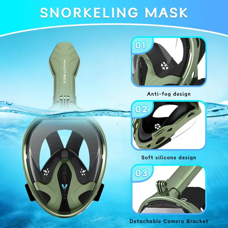 大人用フルフェイスシュノーケルマスク180 °   パノラマ - Snorkel Mask Full Face のレビューと価格