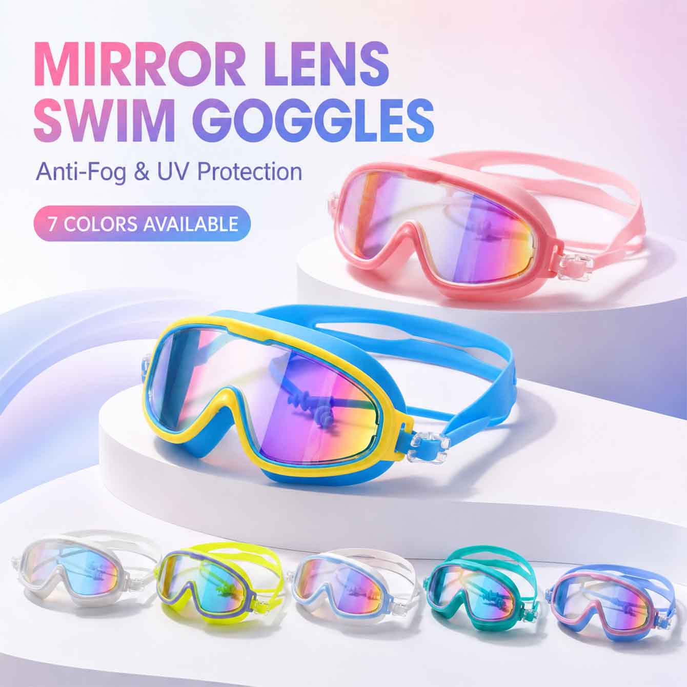 1PC 防曇水泳ゴーグル UV 保護ミラーレンズソフトシリコ - Swim Goggles Anti Fog Uv のレビューと価格