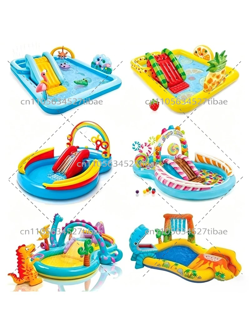 膨らませる虹色キッズプール、スライド付きファミリープレイウォ - Water Slide Inflatable のレビューと価格