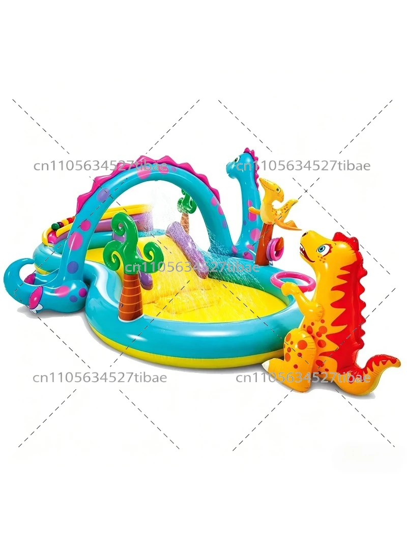膨らませる虹色キッズプール、スライド付きファミリープレイウォ - Water Slide Inflatable のレビューと価格