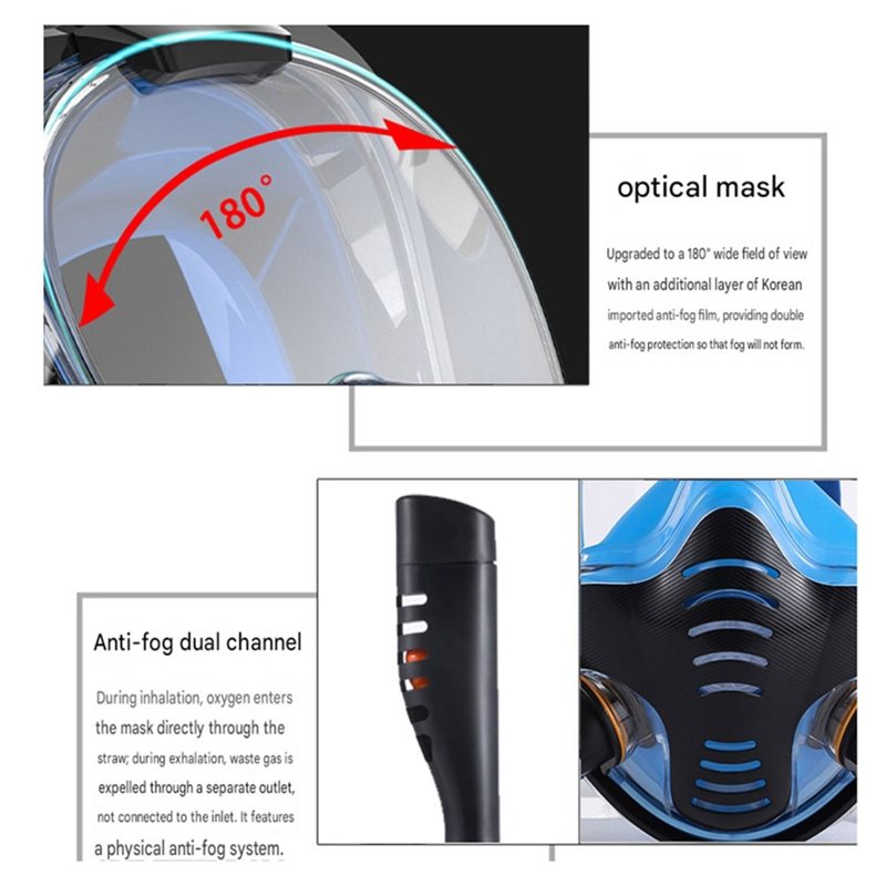 【スーパーニュー】カメラマウント付きフルフェイスシュノーケル - Snorkel Mask Full Face のレビューと価格