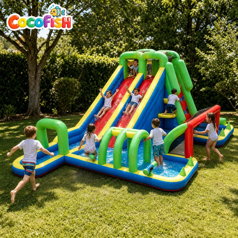 ココフィッシュ大型インフレータブルウォーターパーク、デュアル - Water Slide Inflatable のレビューと価格