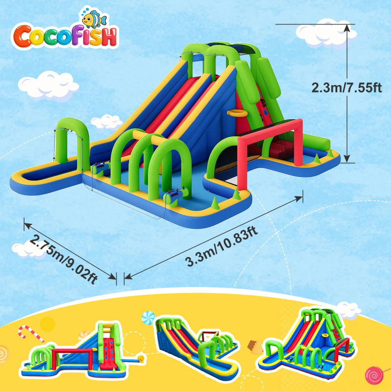 ココフィッシュ大型インフレータブルウォーターパーク、デュアル - Water Slide Inflatable のレビューと価格