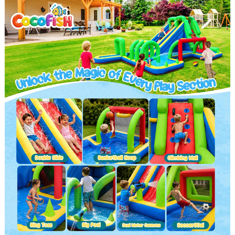 ココフィッシュ大型インフレータブルウォーターパーク、デュアル - Water Slide Inflatable のレビューと価格