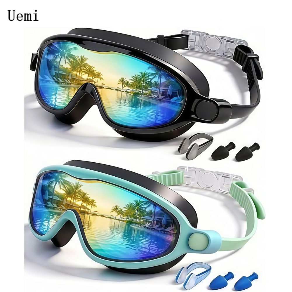 スイムゴーグル、広視野防曇・UVカットスイミングゴーグル（大 - Swim Goggles Anti Fog Uv のレビューと価格