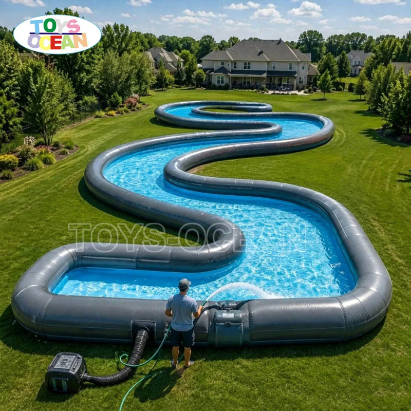 業務用インフレータブルレイジーリバー、ピンクの波状ウォーター - Water Slide Inflatable のレビューと価格