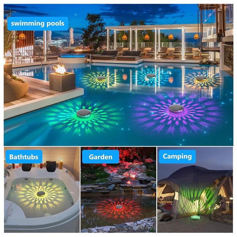 ABVT製、浮遊式プールライト（ソーラー充電式、4個入り）、 - Pool Light Solar Rechargeable のレビューと価格