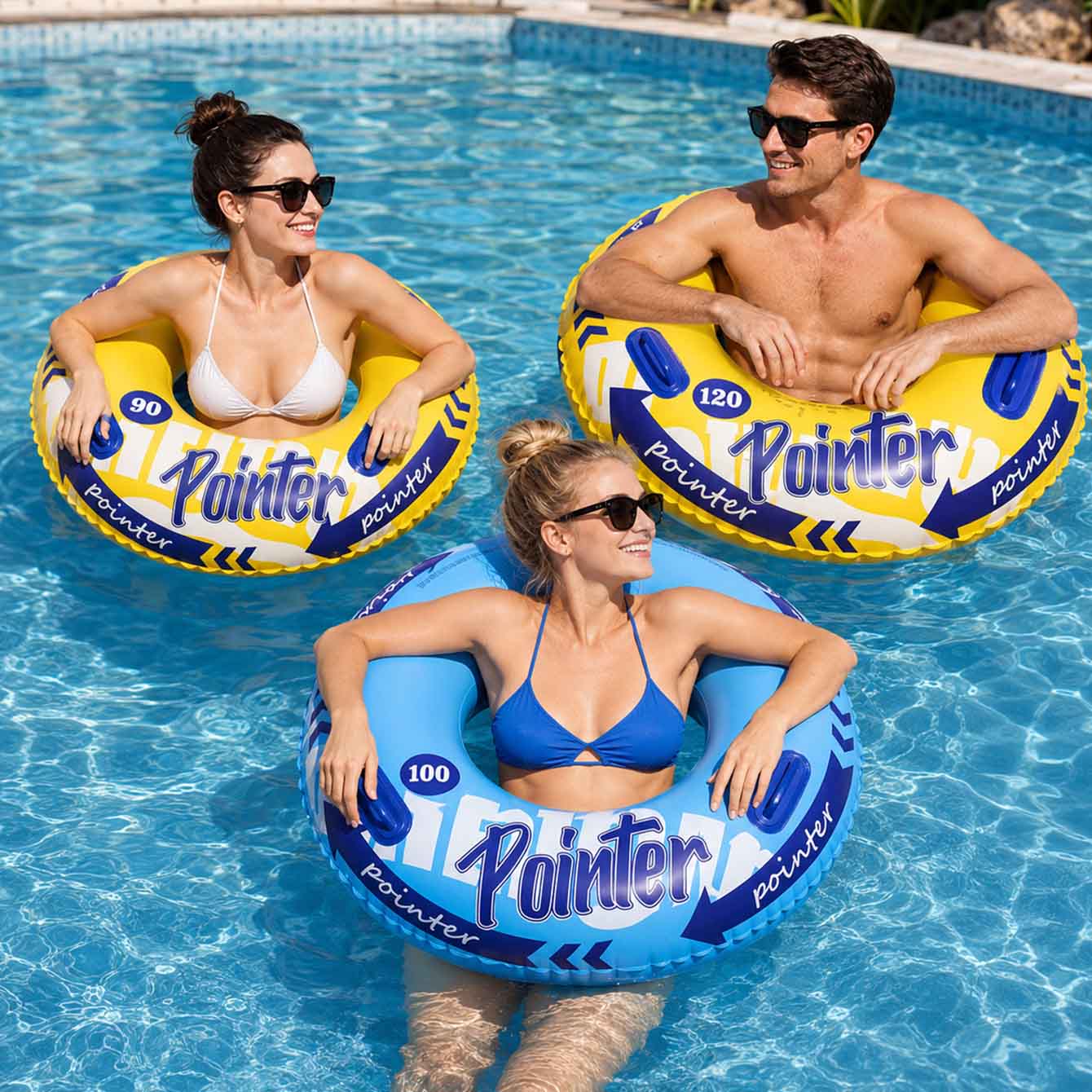 1PC ハンドル付きインフレータブル水泳リング 90/100 - Pool Float Ring Inflatable のレビューと価格